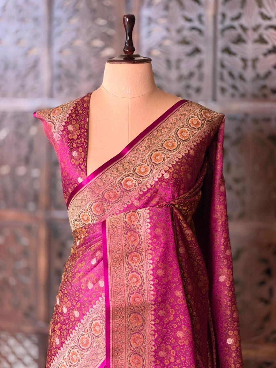 Magenta pure Jamwar Tanchui banarasi saree: PBR56D2