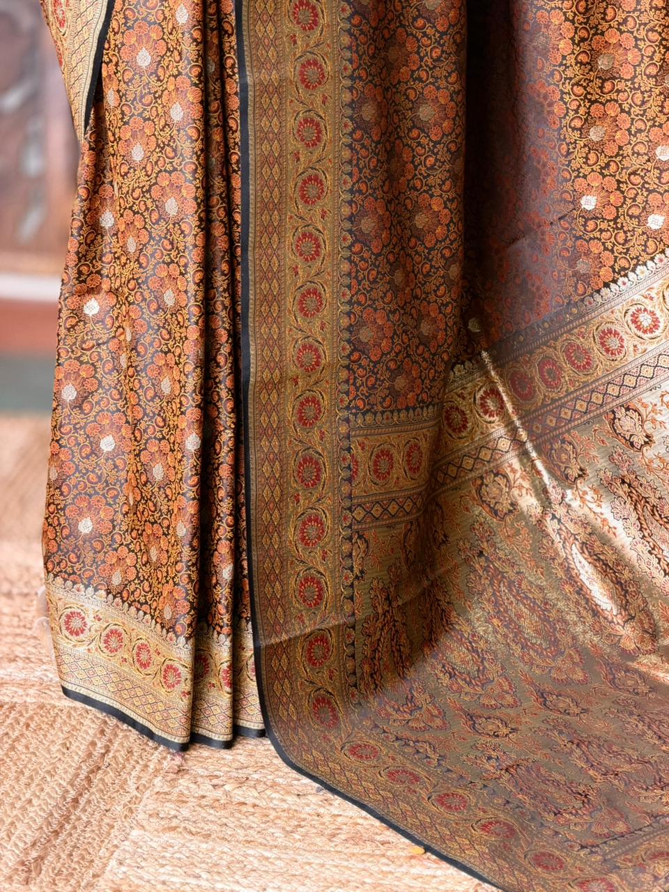 Black pure Jamwar Tanchui banarasi saree: PBR56D3