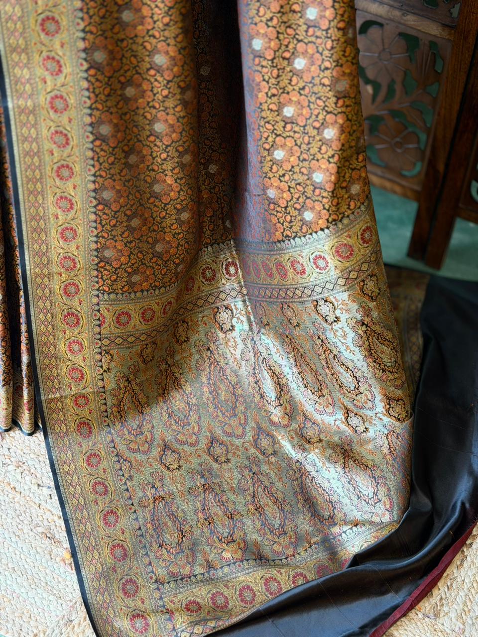 Black pure Jamwar Tanchui banarasi saree: PBR56D3