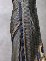 Black crepe silk saree- PBR46