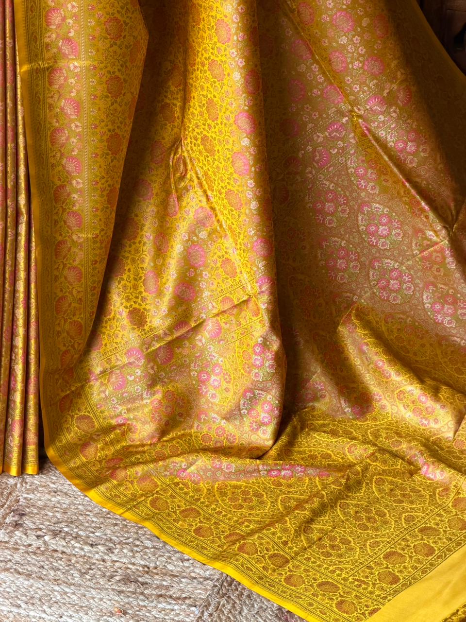 yellow pure Jamwar Tanchui banarasi saree: PBR56E5