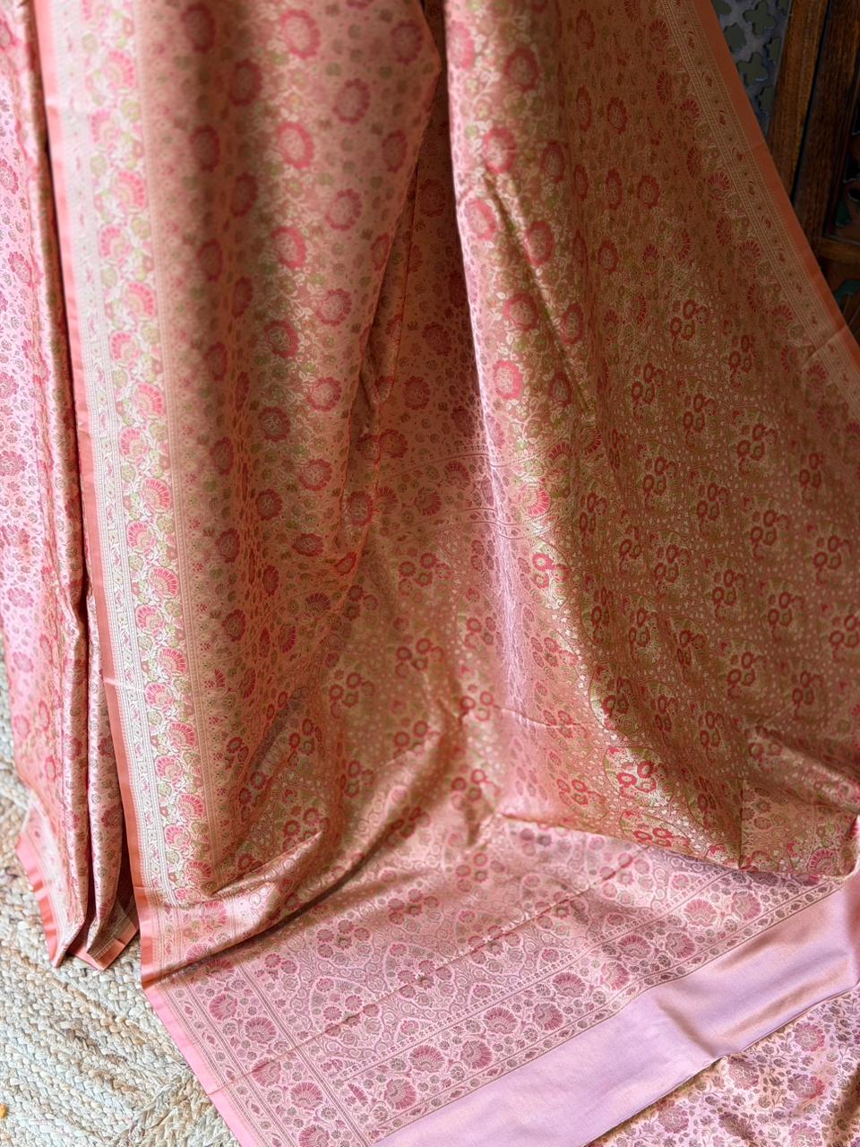 Peach pure Jamwar Tanchui banarasi saree: PBR56E1
