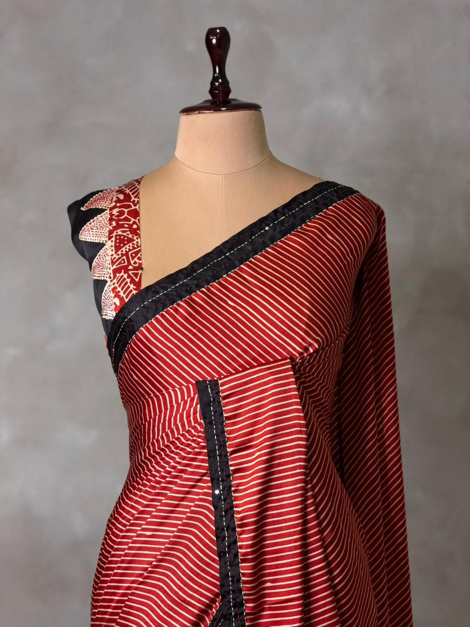 Maroon crepe silk saree- PBR46A