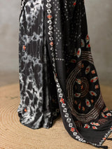 Black crepe silk saree- PBR46B