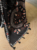 Black crepe silk saree- PBR46B