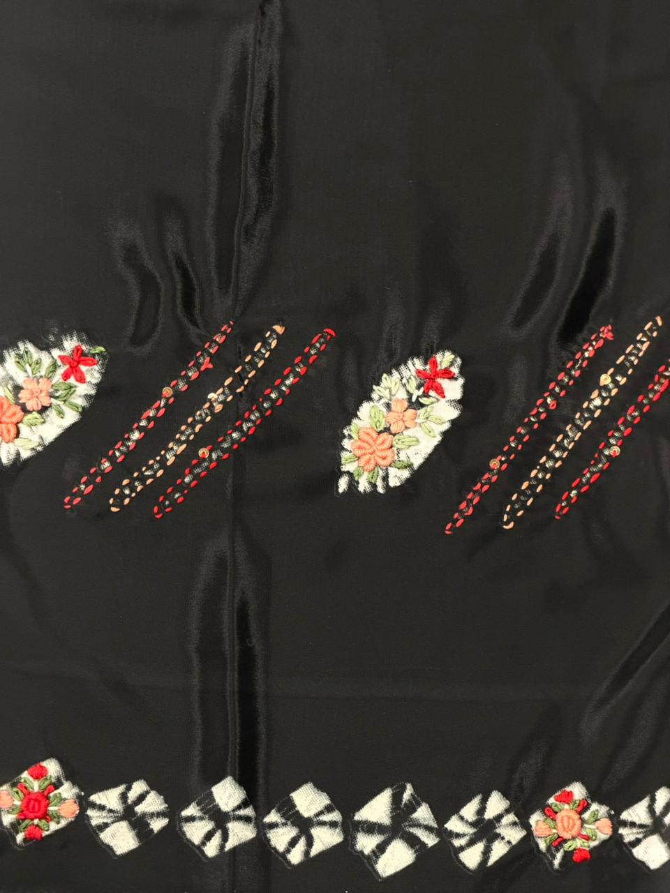 Black crepe silk saree- PBR46B