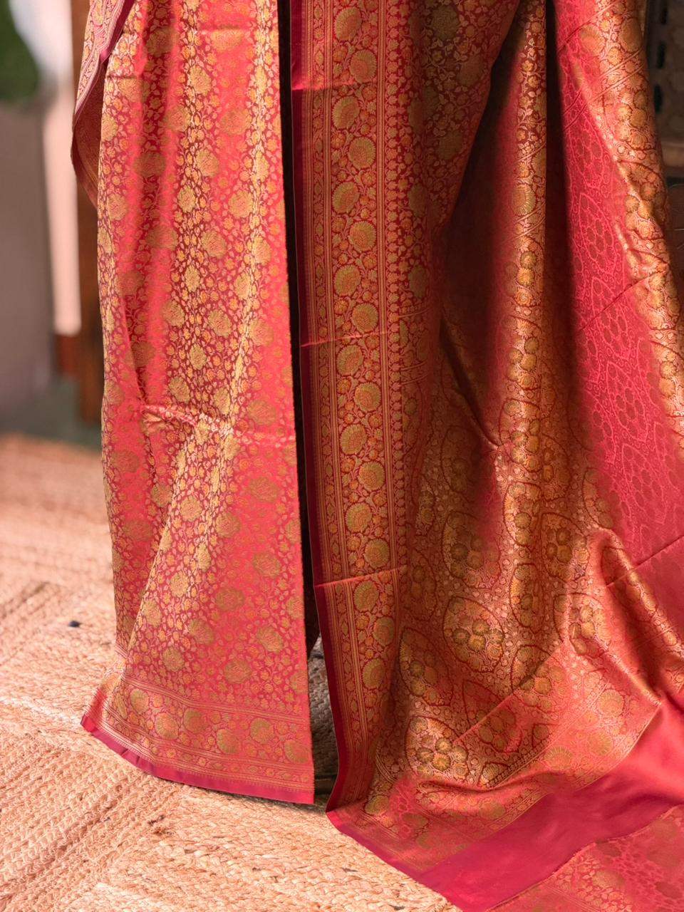 Maroon pure Jamwar Tanchui banarasi saree: PBR56E4