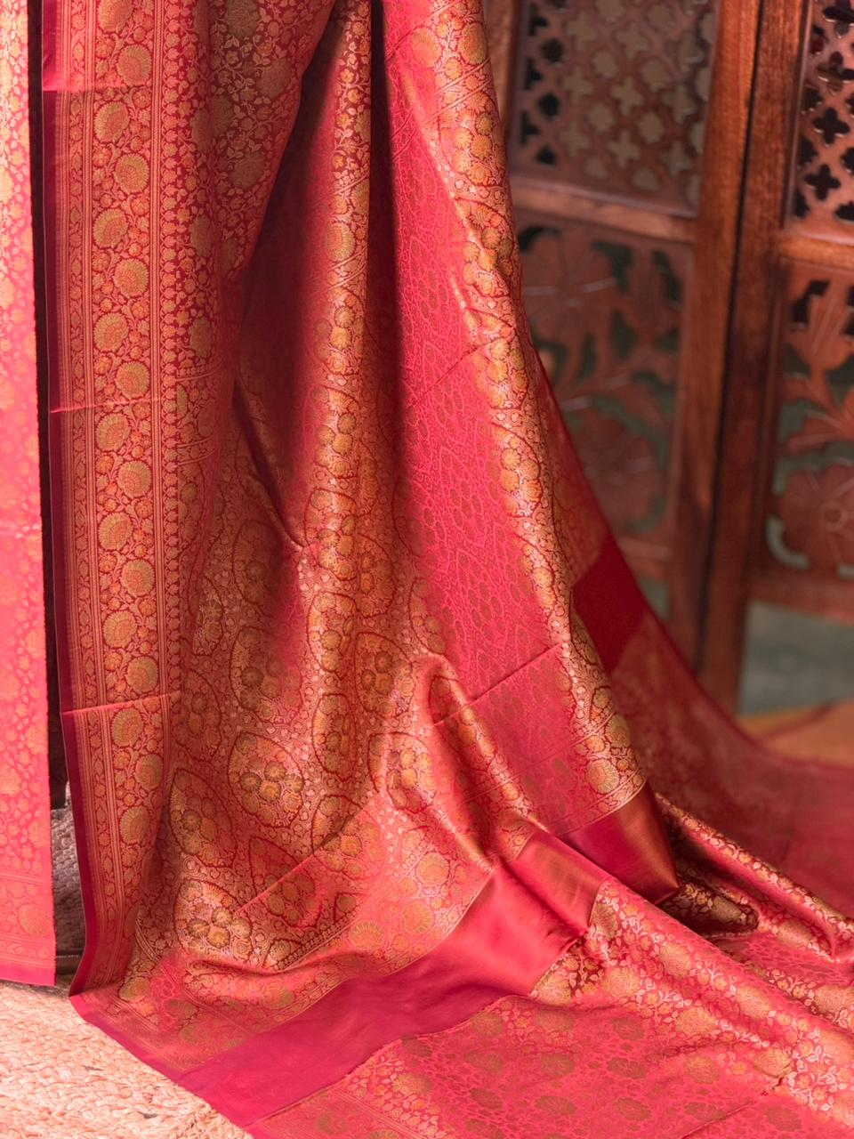Maroon pure Jamwar Tanchui banarasi saree: PBR56E4