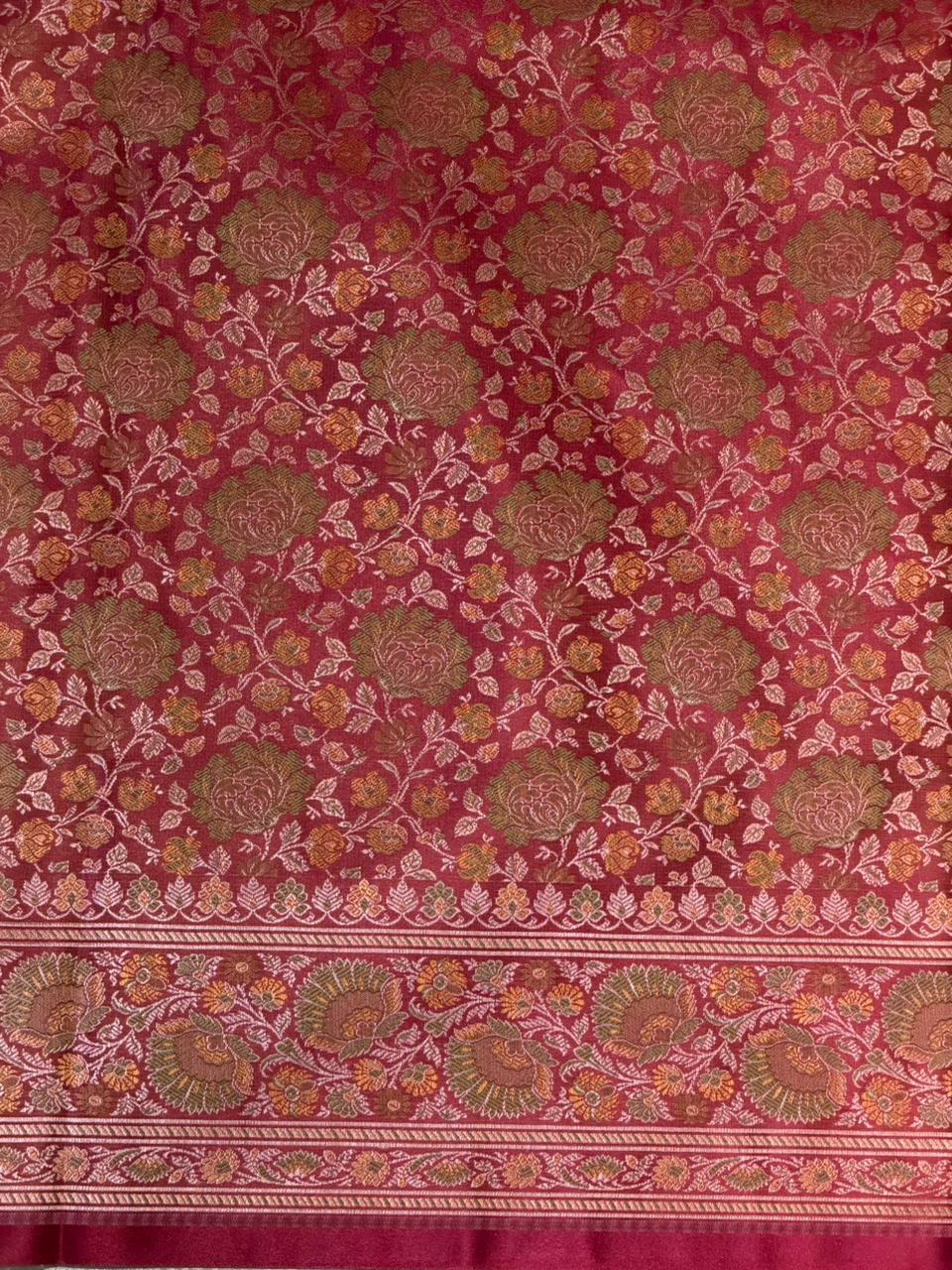 Maroon pure Jamwar Tanchui banarasi saree: PBR56E4
