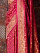 Deep Magenta pure Jamwar Tanchui banarasi saree: PBR56D1