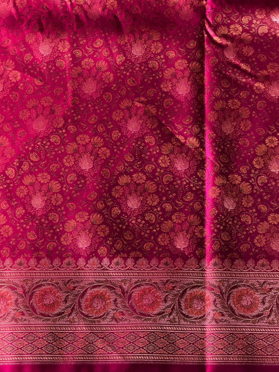 Deep Magenta pure Jamwar Tanchui banarasi saree: PBR56D1