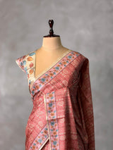 Earthy peach semi tusser saree- PBR45A