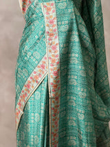 Blue semi tusser saree- PBR45B