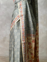 Grey semi tusser saree- PBR45E