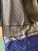 Deep blue Katan Banarasi silk saree - RAZ3I