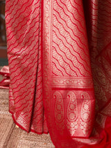 Red Katan Banarasi silk saree - RAZ3L
