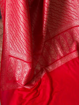 Red Katan Banarasi silk saree - RAZ3L