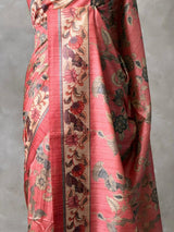 Peach semi tusser saree- PBR45F