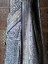 Deep blue Katan Banarasi silk saree - RAZ3M