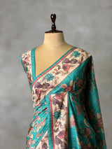 Blue semi tusser saree- PBR45G