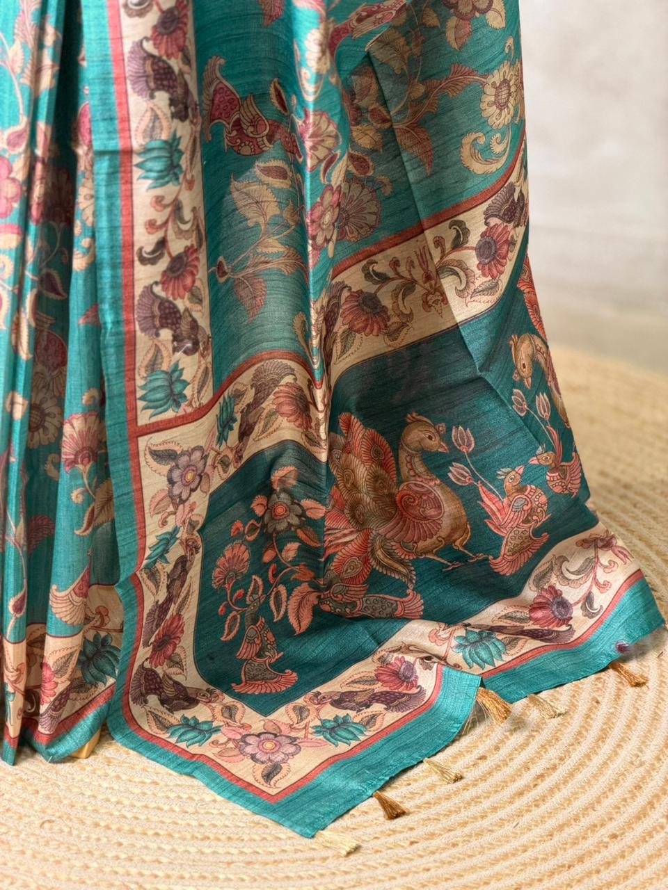 Blue semi tusser saree- PBR45G