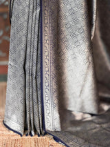 Deep blue Katan Banarasi silk saree - RAZ3O