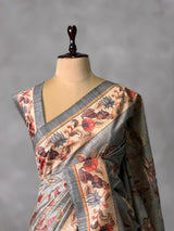 Grey semi tusser saree- PBR45H