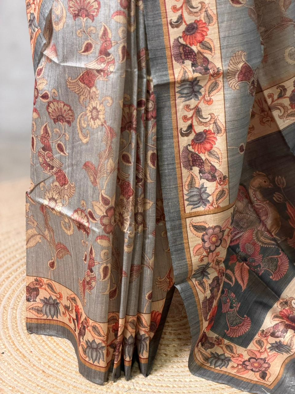 Grey semi tusser saree- PBR45H
