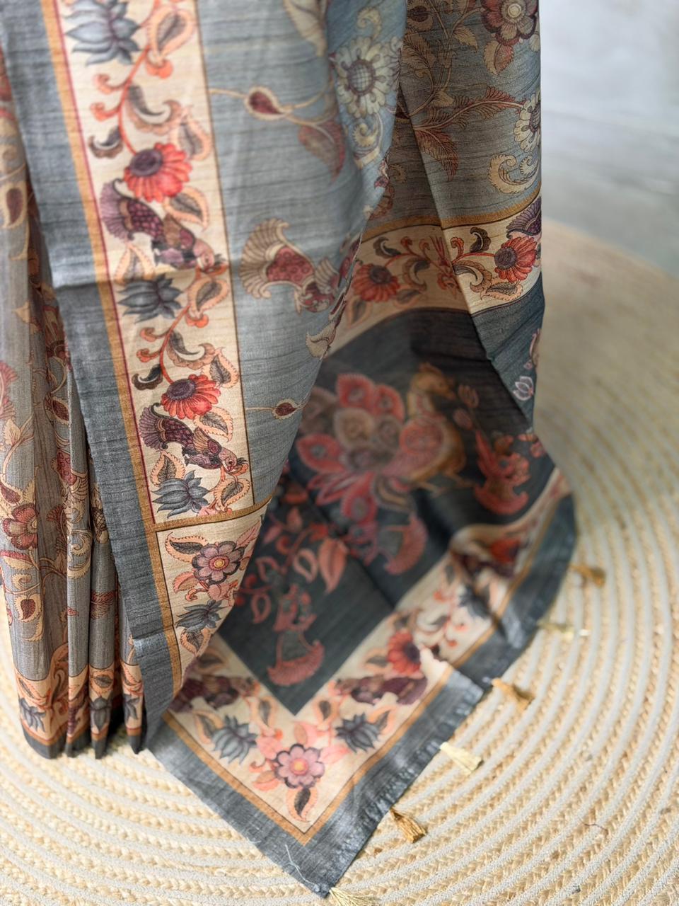 Grey semi tusser saree- PBR45H
