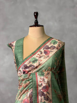 Green semi tusser saree- PBR45J