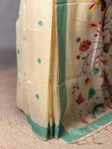 Sandal jamdani cotton silk saree- PBR47E