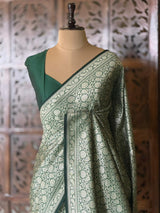 Dark Green Katan Banarasi silk saree - RAZ4B