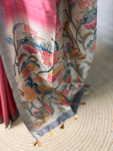 onion Pink semi tusser saree- PBR28D5