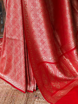 Red Katan Banarasi silk saree - RAZ3R