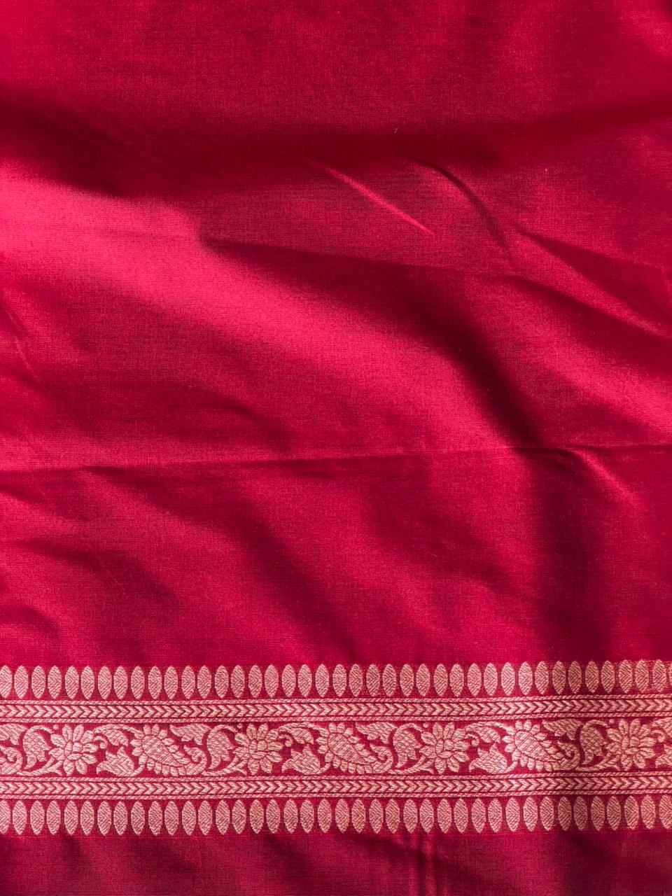 Deep Maroon Katan Banarasi silk saree - RAZ3Y