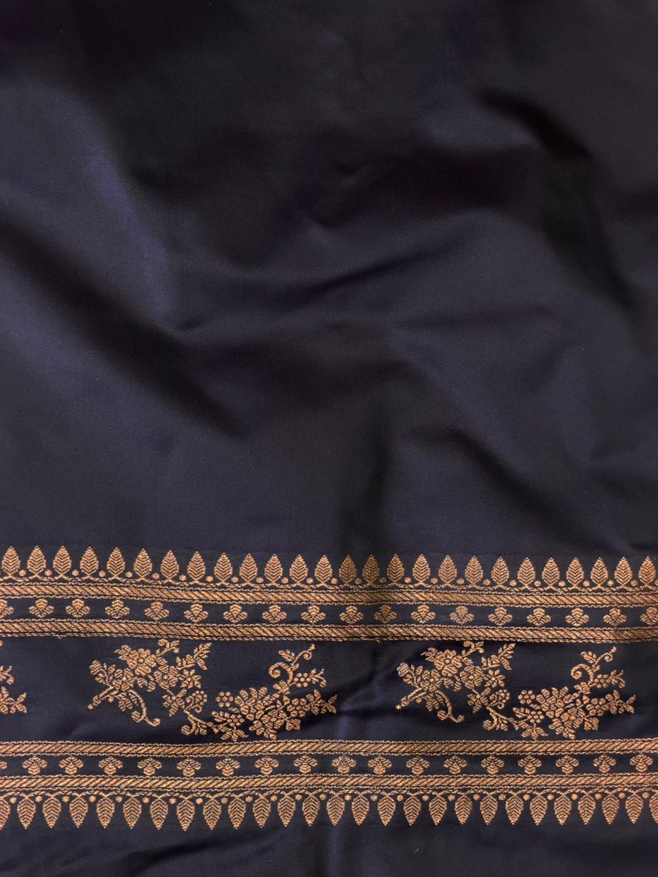 Navy Blue zatin Banarasi silk saree - RAZ1IB