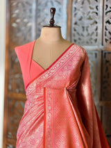 Orange Katan Banarasi silk saree - RAZ3T