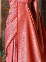 Orange Katan Banarasi silk saree - RAZ3T
