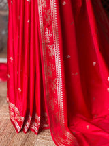 Red zatin Banarasi silk saree - RAZ1IC