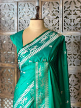 Peacock Blue zatin Banarasi silk saree - RAZ1ID