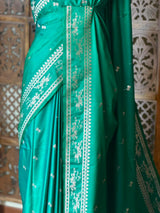 Peacock Blue zatin Banarasi silk saree - RAZ1ID
