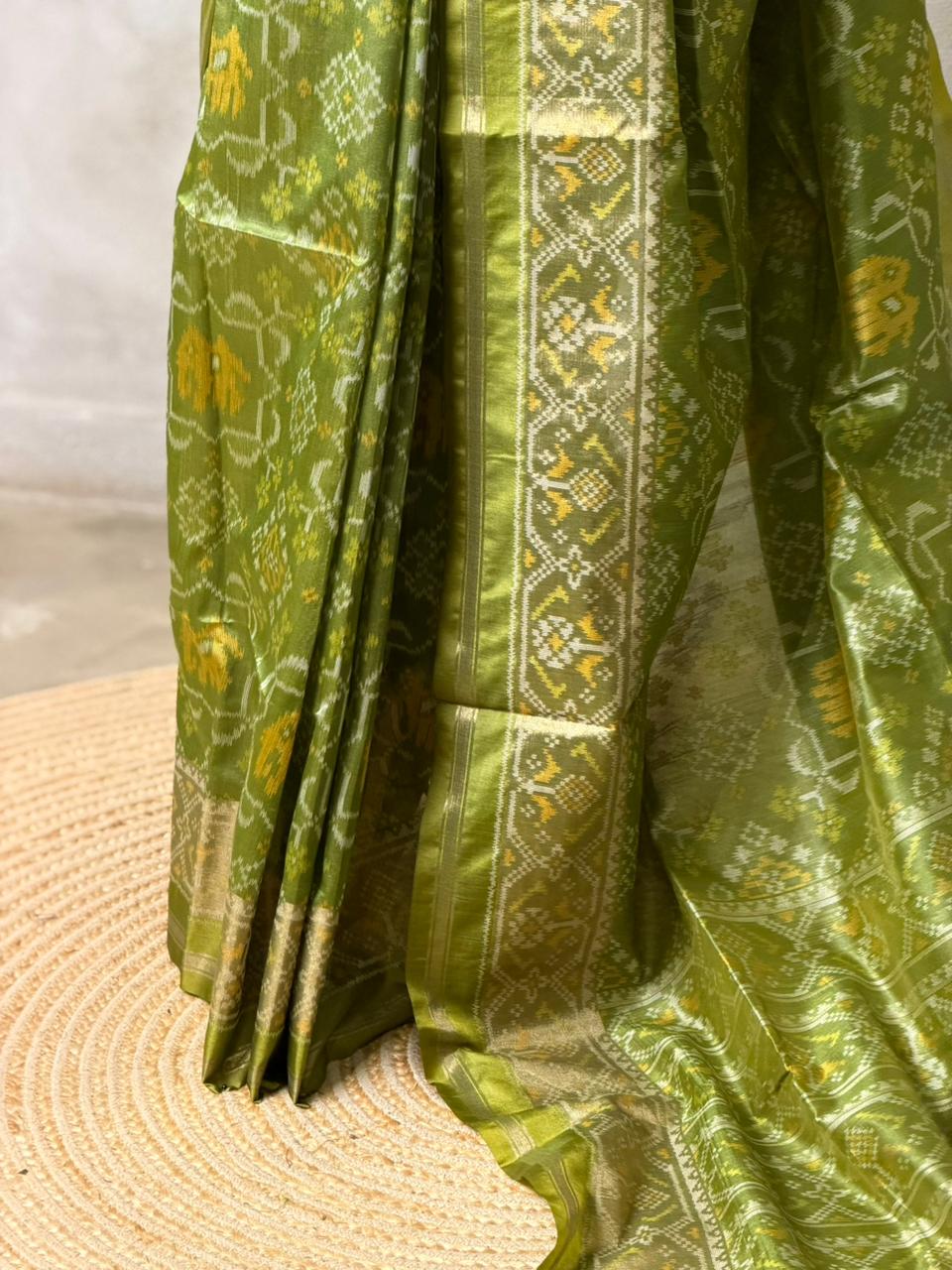 Olive Green silk cotton saree- PBR49