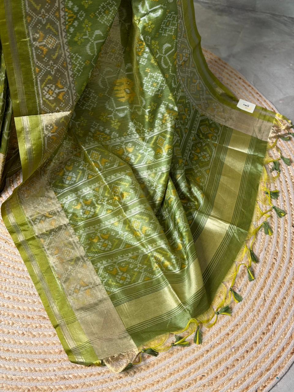 Olive Green silk cotton saree- PBR49