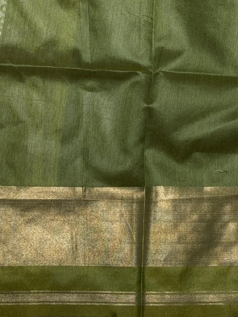 Olive Green silk cotton saree- PBR49