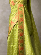 Olive Green silk cotton saree- PBR49A