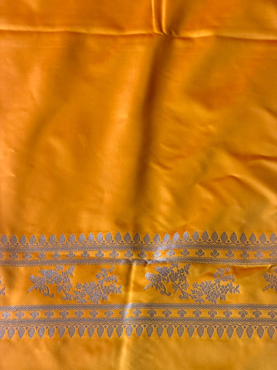 Yellow zatin Banarasi silk saree - RAZ1IF