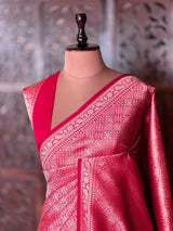 Rani pink Katan Banarasi silk saree - RAZ3U