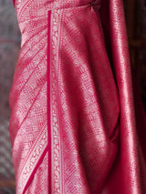 Rani pink Katan Banarasi silk saree - RAZ3U