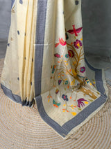 Sandal jamdani cotton silk saree- PBR47H