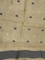 Sandal jamdani cotton silk saree- PBR47H